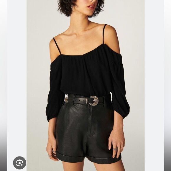 NWT BA&SH Naya Noir Black Blouse Size Small